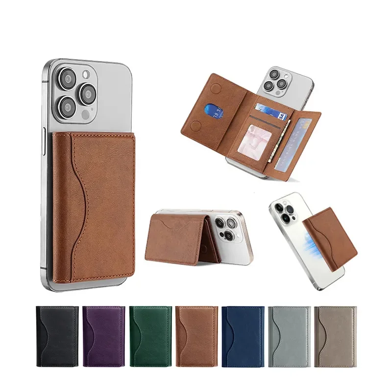 Magnetic Folding Wallet Card Holder Leather Phone Stand for Magsafe IPhone 14 13 15 Pro Max 12 Macsafe Support Telephone Bracket