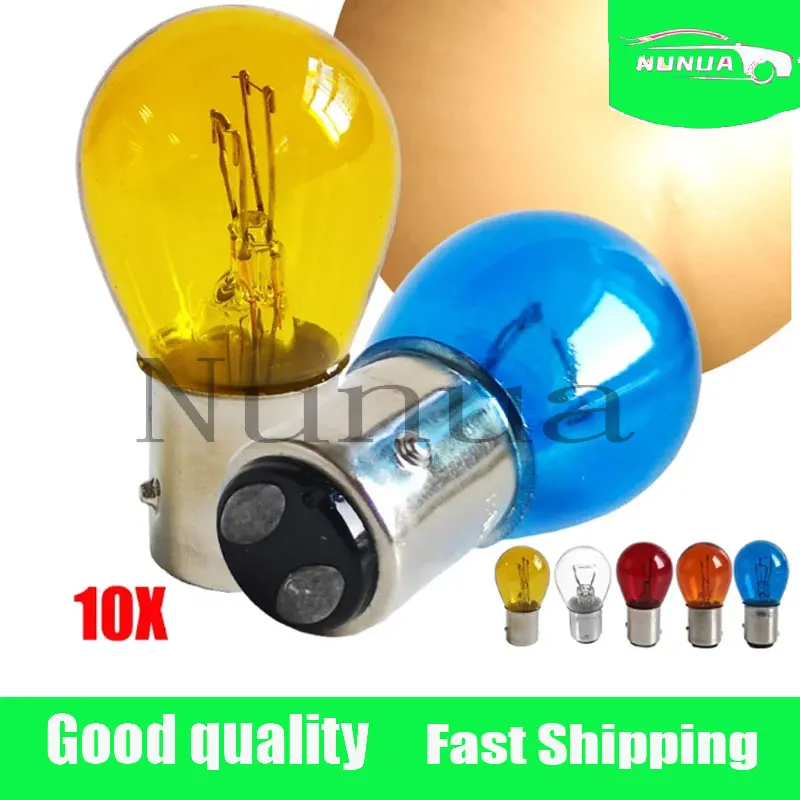 10Pcs/Set 1157 BAY15D Car Indicator DC 12V Clear/Amber/Yellow/Blue/Red Halogen Lamp Bulbs Brake Reverse Turn Lamp Parking Light