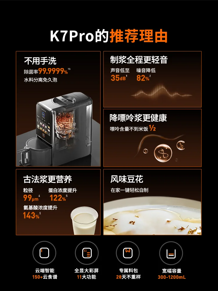 Joyoung soybean milk machine does not need to be washed by hand automatic conversion light tone stirring cooking wall breaker