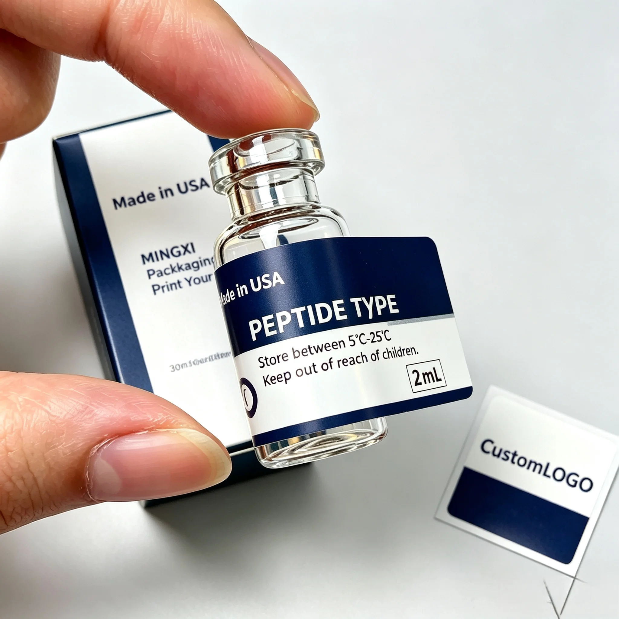 Custom High‑end All‑in‑one Vial Packaging Sticker Label & Paper Box Set Compatible 3ml 5ml 10ml Universal Glass Vials