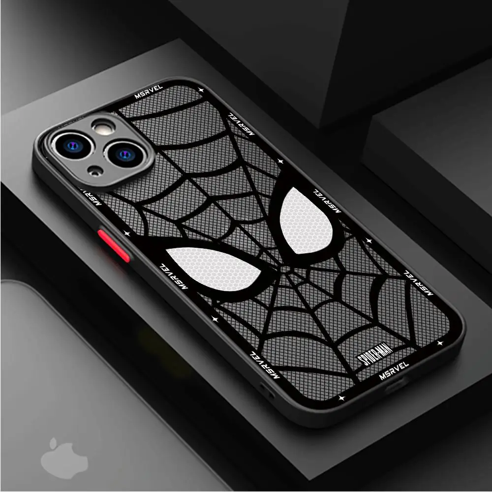 Luxury Marvel Spider Man Phone Case for Apple iPhone 15 Pro Max 14 Plus XR X 13 Mini XS Max 7 8 Plus 12 11 Pro Matte Cover