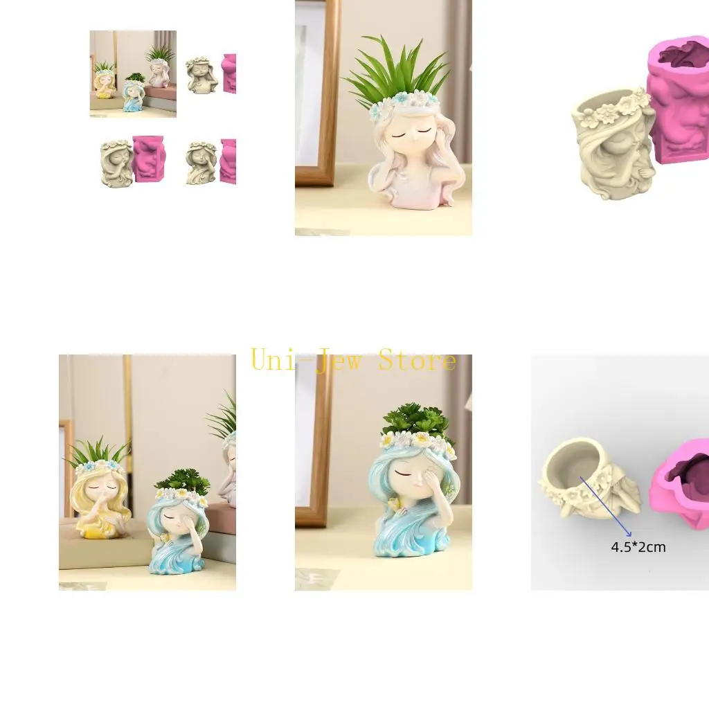 

40GB Stylish Silicone Mold For Girl Shaped Planter Cement Resin Casting Crafting Projects