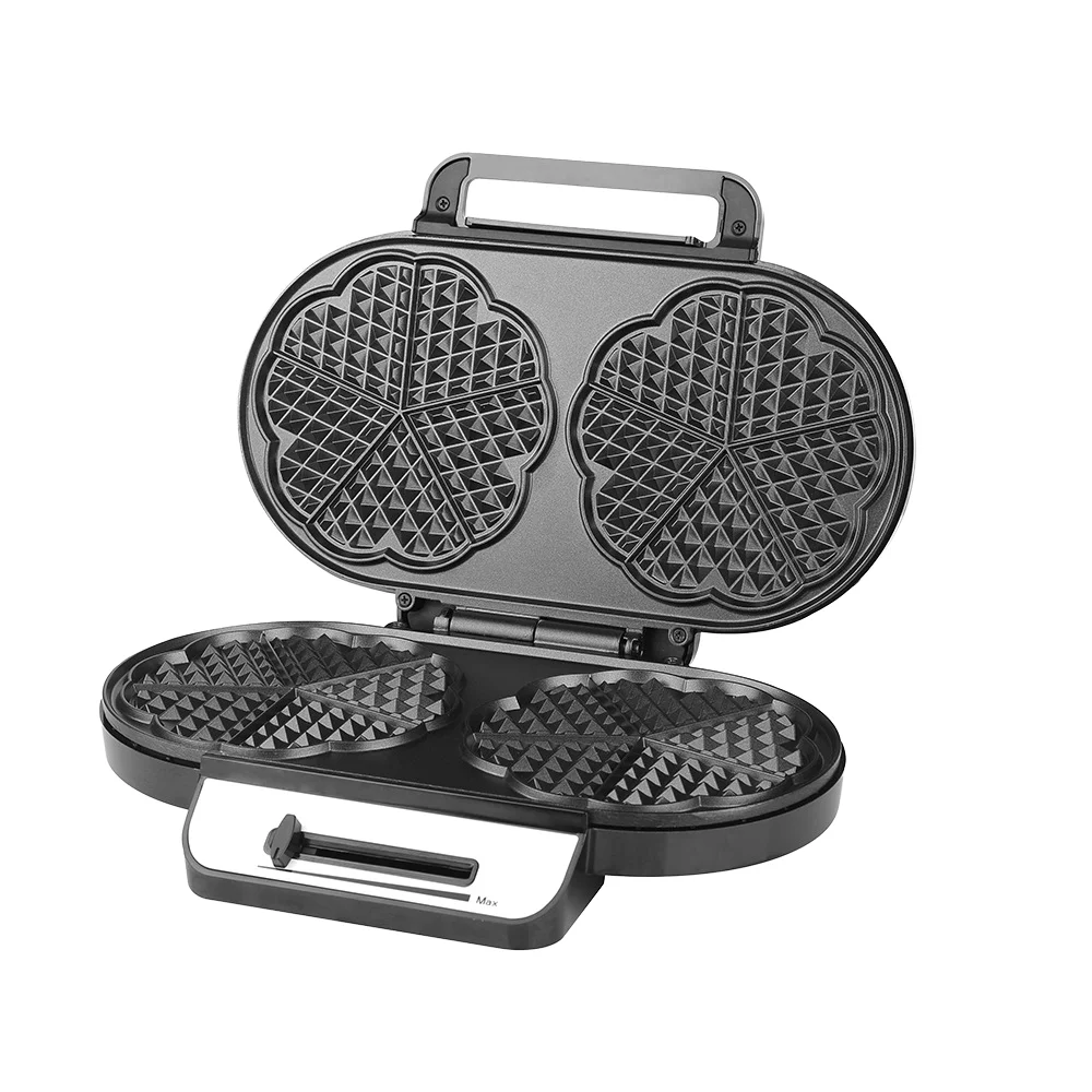 

Hot Selling Electric Belgian Double Plate Stainless Steel Waffle Maker Non Stick Plate Temperature Regulation Timed Household
