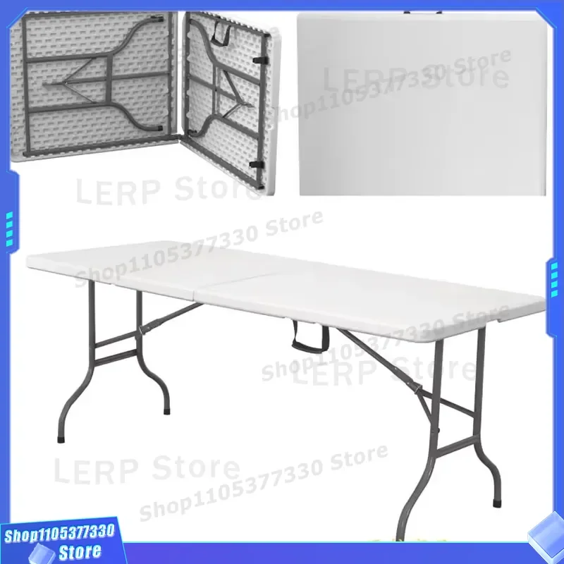 6ft Solid Steel Frame HDPE Folding Table Outdoor Dining Party Catering Rental Plastic Desktop Heavy Duty Event Banquet