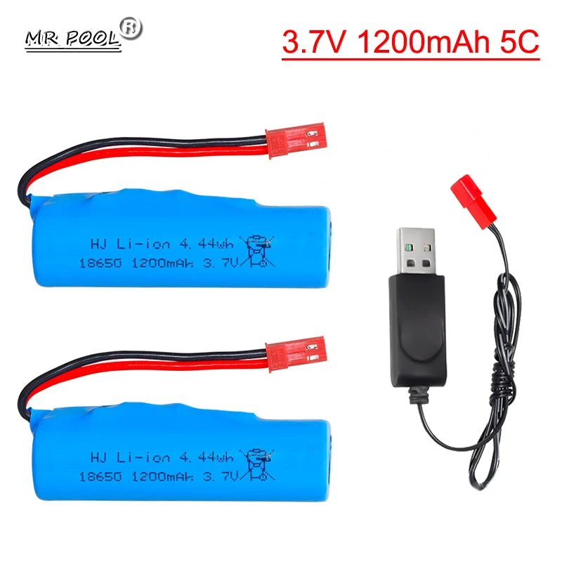 (JST plug) 3.7V 1200mAh 5C Li-po Battery With USB cable For DE45 DE58 DE49 DE57 DE70 RCCar,1:14 Off-Road Vehicle