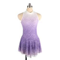 Girls And Children Figure Skating Competition Training Performance Rhythmic Gymnastics Dress Ice Sports Purple Sleeveless