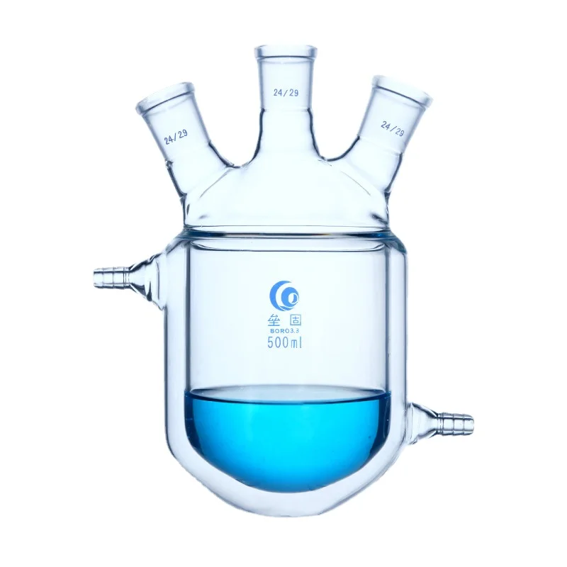 1 adet 50ml 100ml 150ml 250ml 500ml 1000ml çift katmanlı reaktör cam ceketli reaksiyon şişesi