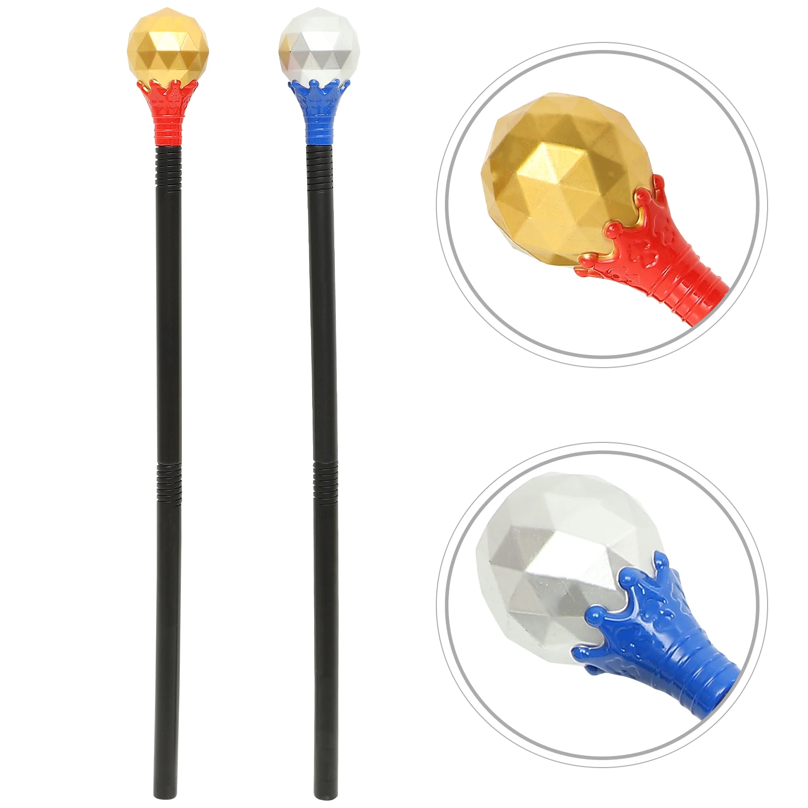 

2 Pcs Scepter Plastic Wand Cosplay Prop Canes for Men Make up Decor Stage Funny Miss