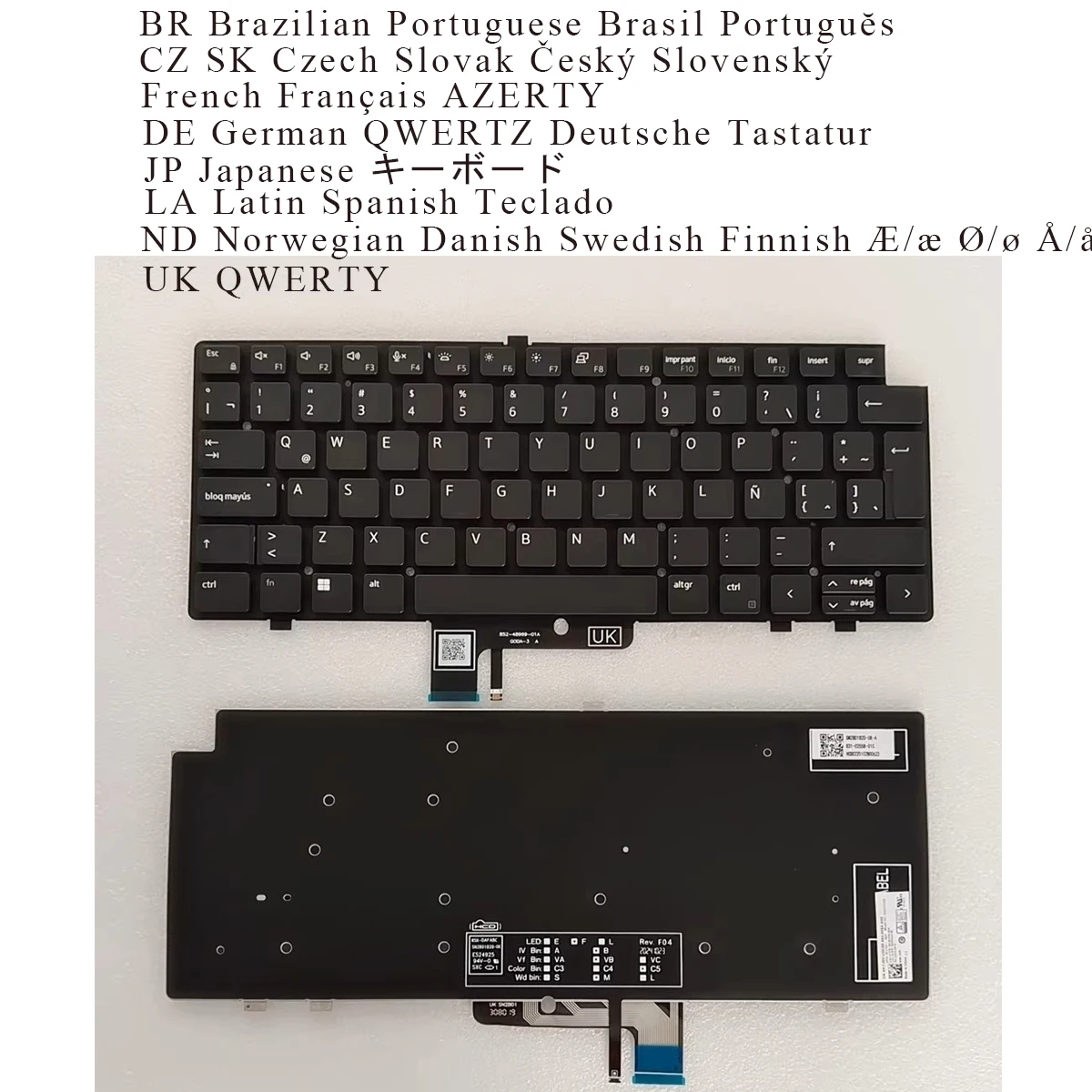 New Brazil Czech German Japanese Latin Spanish Norwegian Danish UK Keyboard for Dell Latitude 7430 7440 7450 7640 7650 BACKLIT