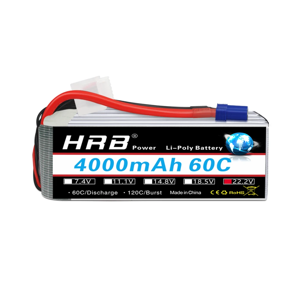 1/2pcs HRB 6S Lipo Batterij 22.2V 4000mah Drone Batterij 60C XT90 Connector EC5 plug voor RC Auto Drones RC Helicopter Vliegtuig