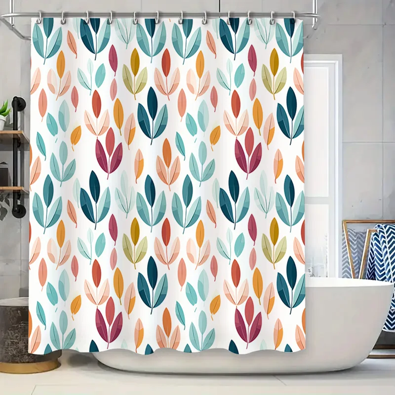 

Занавеска для душа с узором листьев, водонепроницаемая ткань, яркие цвета, украшение для ванны, 70 x 180 см, разноцветные листья.com