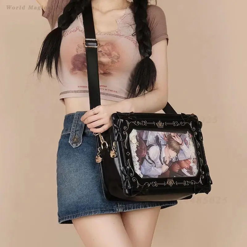 Women Retro Clear Square Crossbody Shoulder Bag Niche Picture Frame Design Girls Versatile Small Handbag for Daily Casual