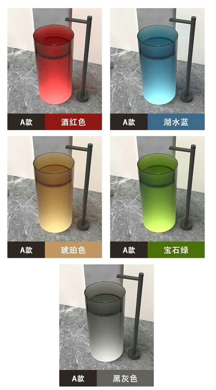 Colored Pure Acrylic Transparent Resin Crystal Art Integrated Floor Standing Toilet Sink Basin Modern Bathroom Design