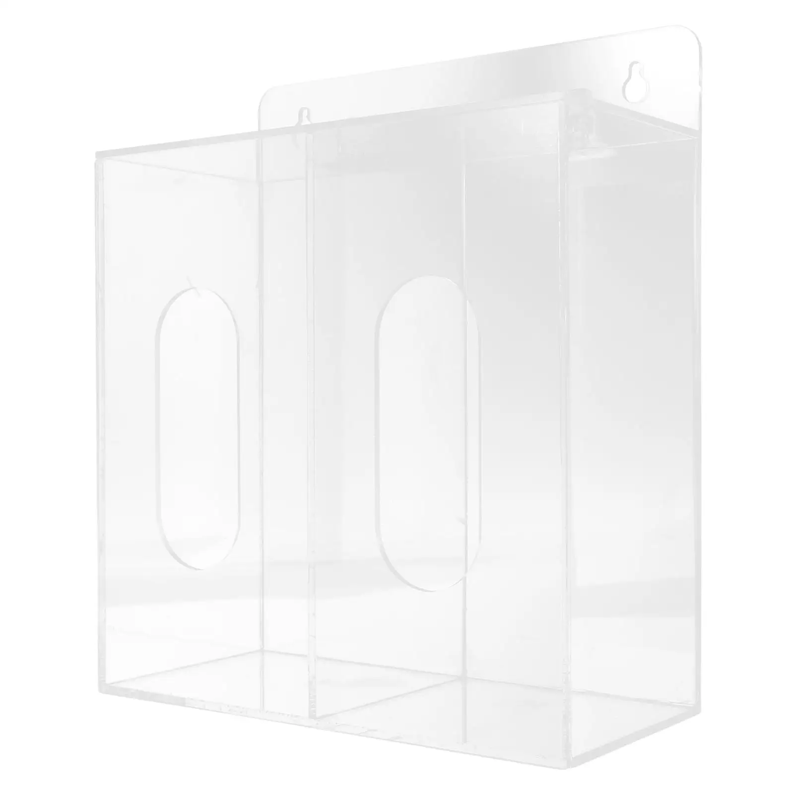 

Glove Dispenser Wall Mount Acrylic Storage Box for Masks Gloves 2 Compartments Visible Organizer Lab Use Glove Holder