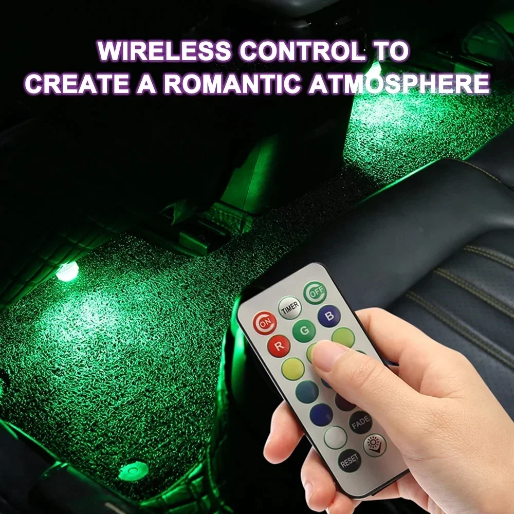 Wireless Adhesive LED Car Interior Ambient Light Remote Control Decoration Auto Roof Foot Atmosphere Lamp Bicycle Tail Light view 3