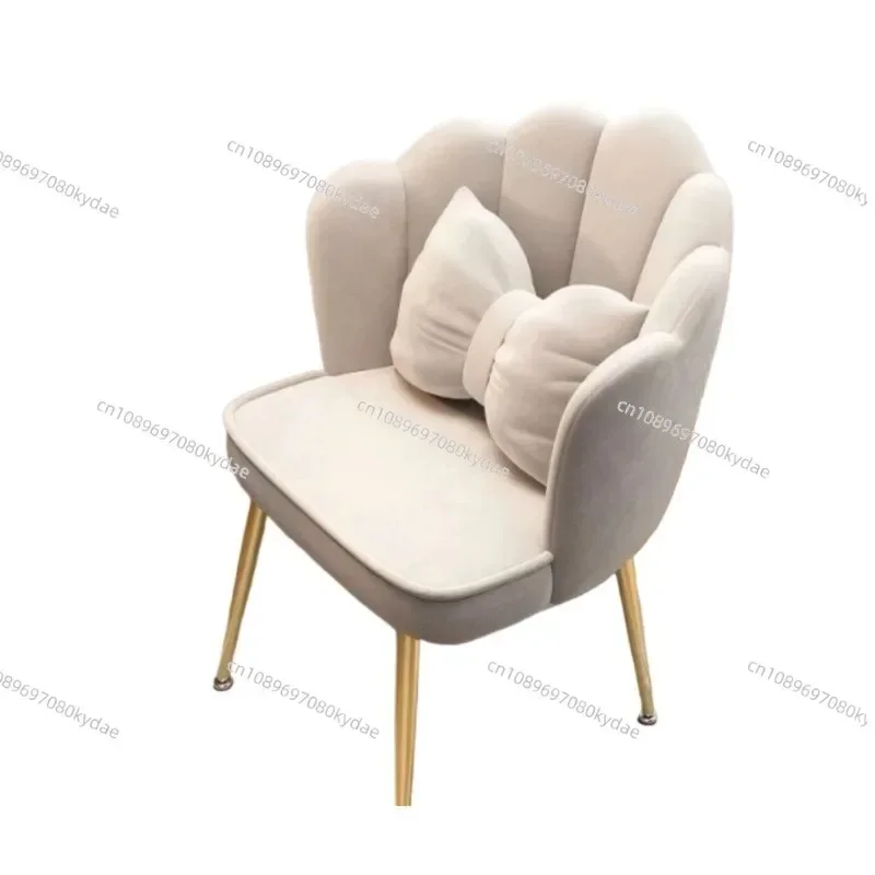 

Nordic Modern Dining Chairs Luxury Backrest Chair Velvet Bedroom Vanity Chair Simple Manicure Dressing Table Stool