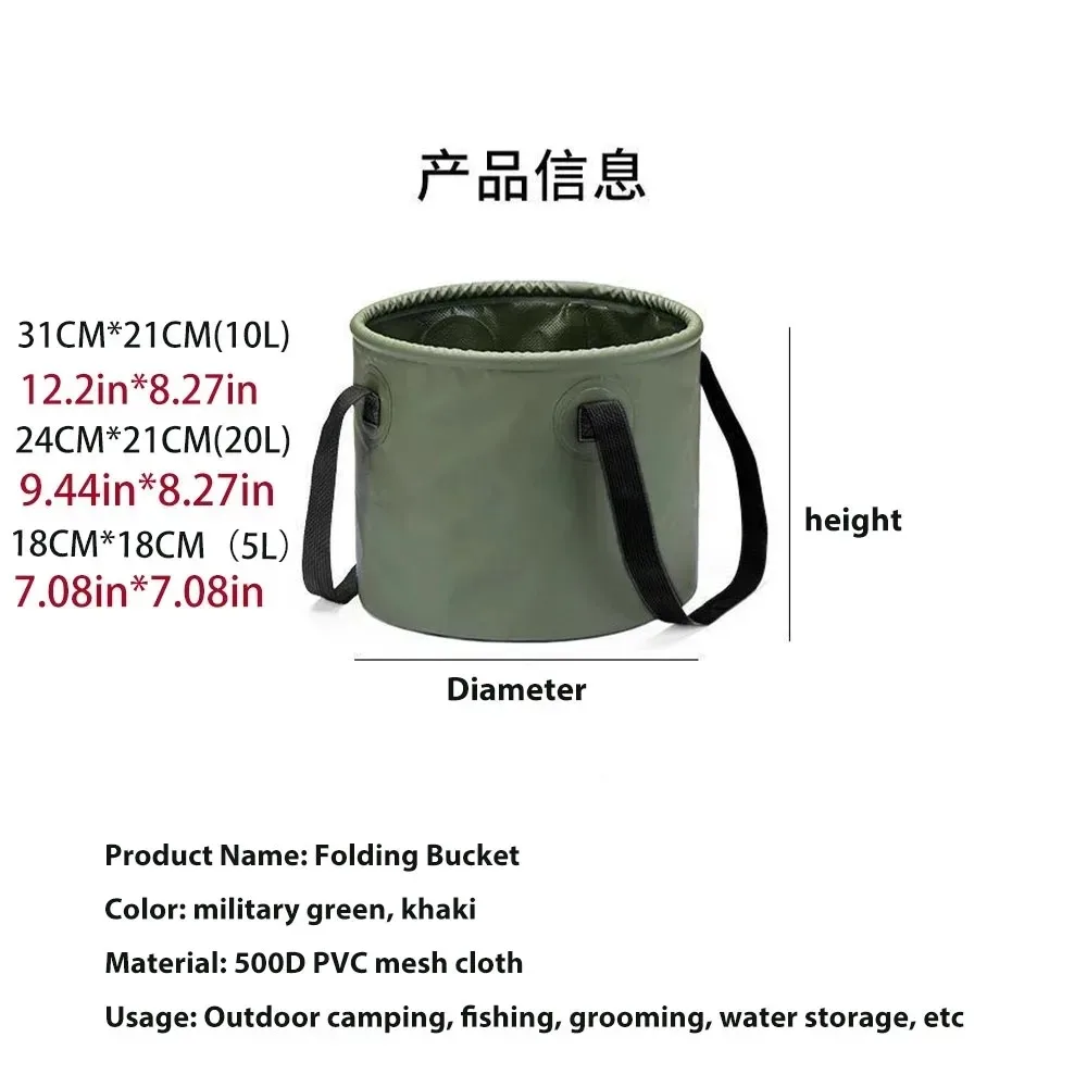 Portable Collapsible Outdoor Water Bucket, 10L/20L Foldable Portable Basin with Reinforced Handles for Camping Hiking Fishing 2 Portable Collapsible Outdoor Water Bucket, 10L/20L Foldable Portable Basin with Reinforced Handles for Camping Hiking Fishing - Image 2