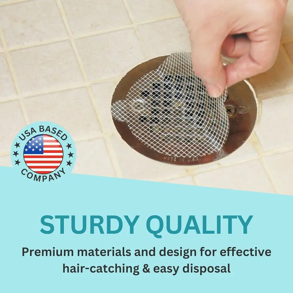 100 Pack Disposable Shower Drain Hair Catcher Mesh Stickers - Peel & Stick Drain Strainers to Prevent Clogs, Strong Waterproof A view 2