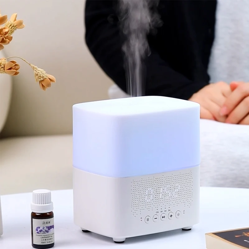 منبه لسطح المكتب ومرطب الهواء للعلاج بالروائح مع مكبر صوت بلوتوث ومؤقت ومرطب متعدد الوظائف