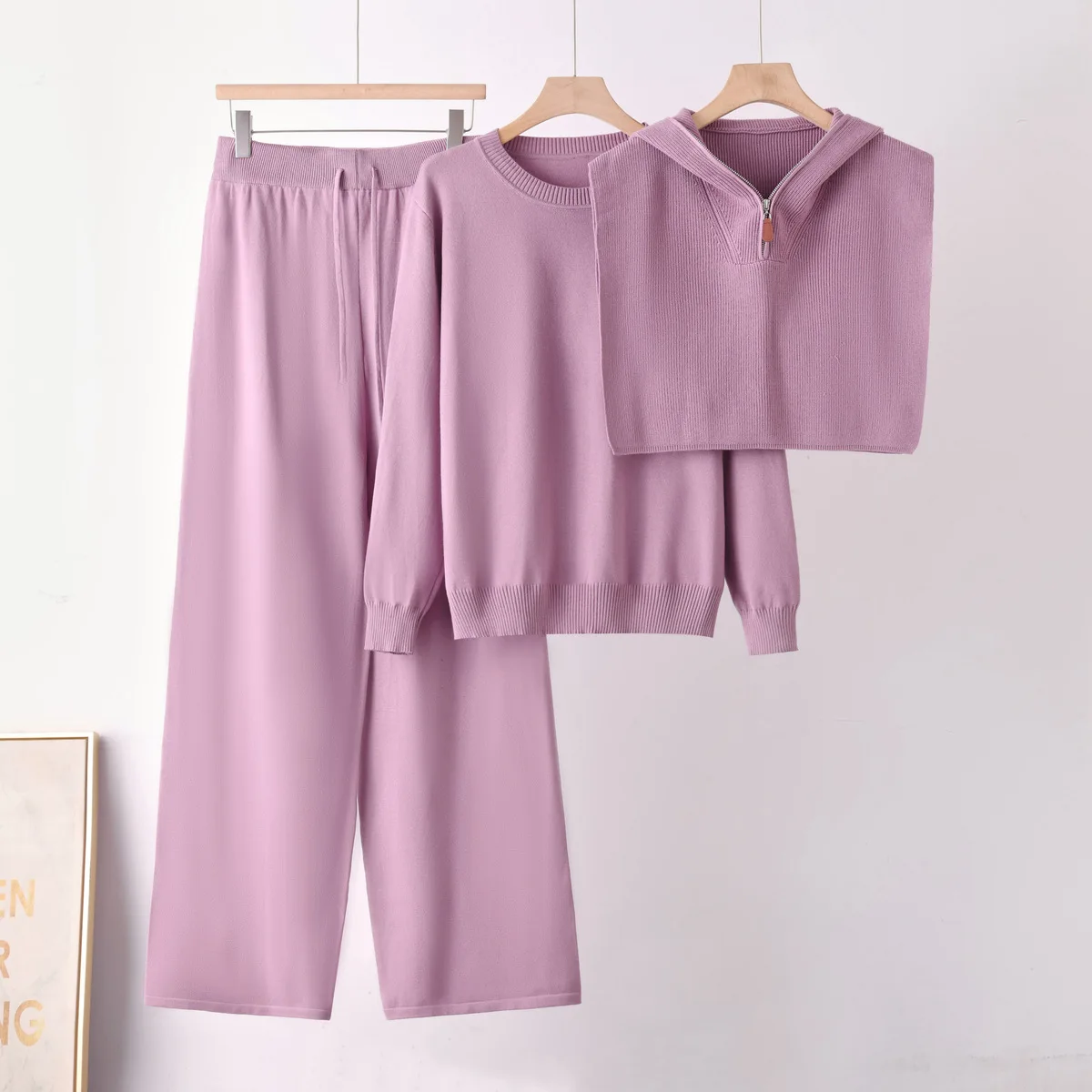 ALPHALMODA Pullover Shawl + Casual Fashion Three-piece Set with Unique Temperament 2026 New Style for Women