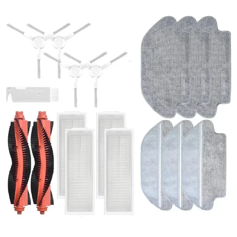 샤오미 로봇 청소기 S10 S12 T12 B106GL/ Mop 2S XMSTJQR2S / 3C B106CN 부품용 A24P 메인 사이드 브러시 필터 걸레 (플라스틱, 사진 참조)