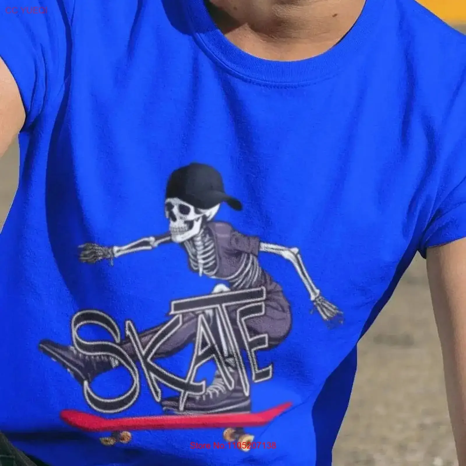 

Softstyle T Shirt young skater skeleton DTG printed with unique design Original attractive printing technique gifts vintage