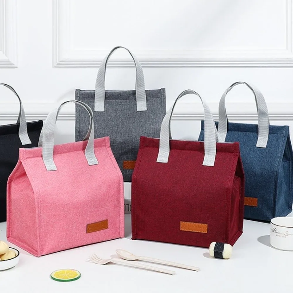 

Outdoor Solid Color Cooler Lunch Box Bag Thermal Breakfast Organizer Waterproof Lunch Bag Food Hand Bags Tote Canvas Lunch Bag
