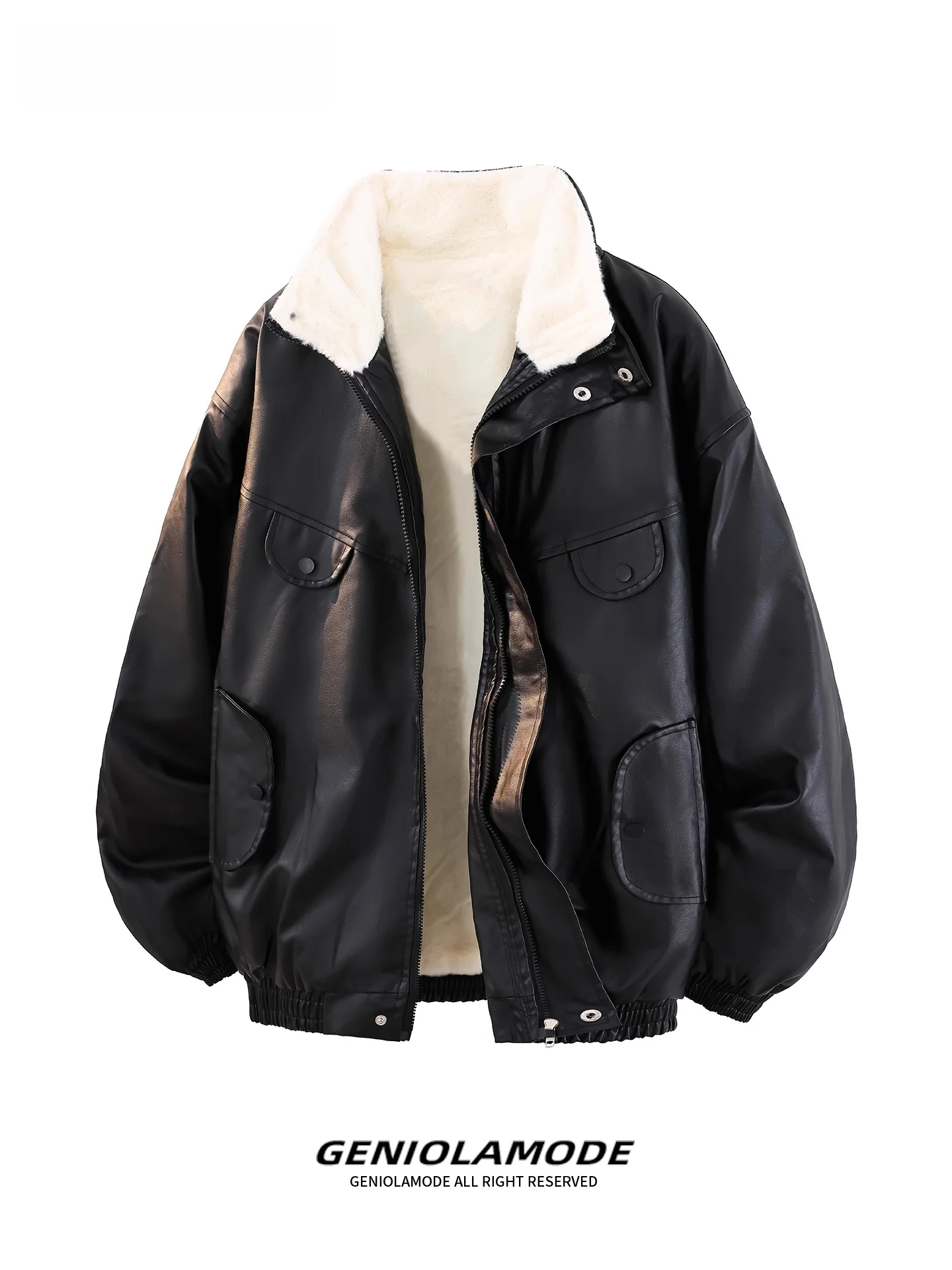 

Genio Lamode American Sle Rabbit Fur Vest Men's Cotton Jaet Autumn Winter Thiened Outerwear Casual Faion Youth