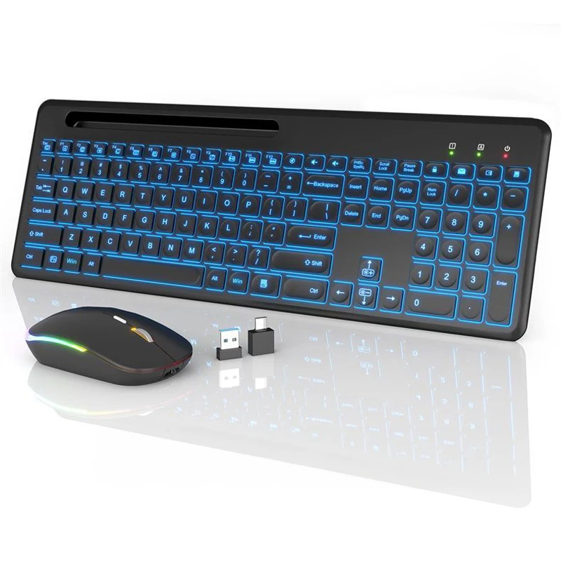 Wireless Keyboard Backlight RGB Luminous Notebook TYPE-C Keyboard And Mouse Set Silent Keyboard