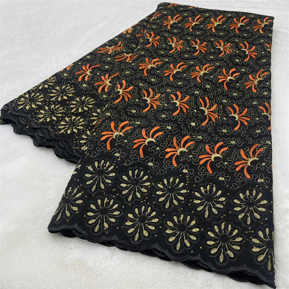 

New 5 Yards Swiss Voile Lace Fabric 2026 High Quality African Dry Cotton Lace Fabric With Stones For Clothing Materials Sewing