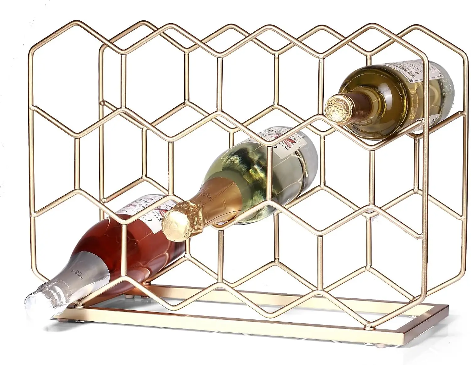 

Современная золотая металлическая настольная винная полка — вмещает 14 бутылок, отдельно стоящая для хранения в шкафу или кладовой
