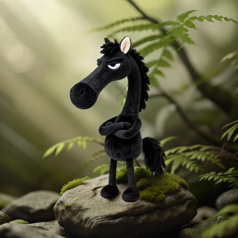 Nuovo portachiavi cavallo nero ad alto freddo peluche zaino ciondolo decorazione anno del cavallo peluche regali di Capodanno giocattoli per bambini