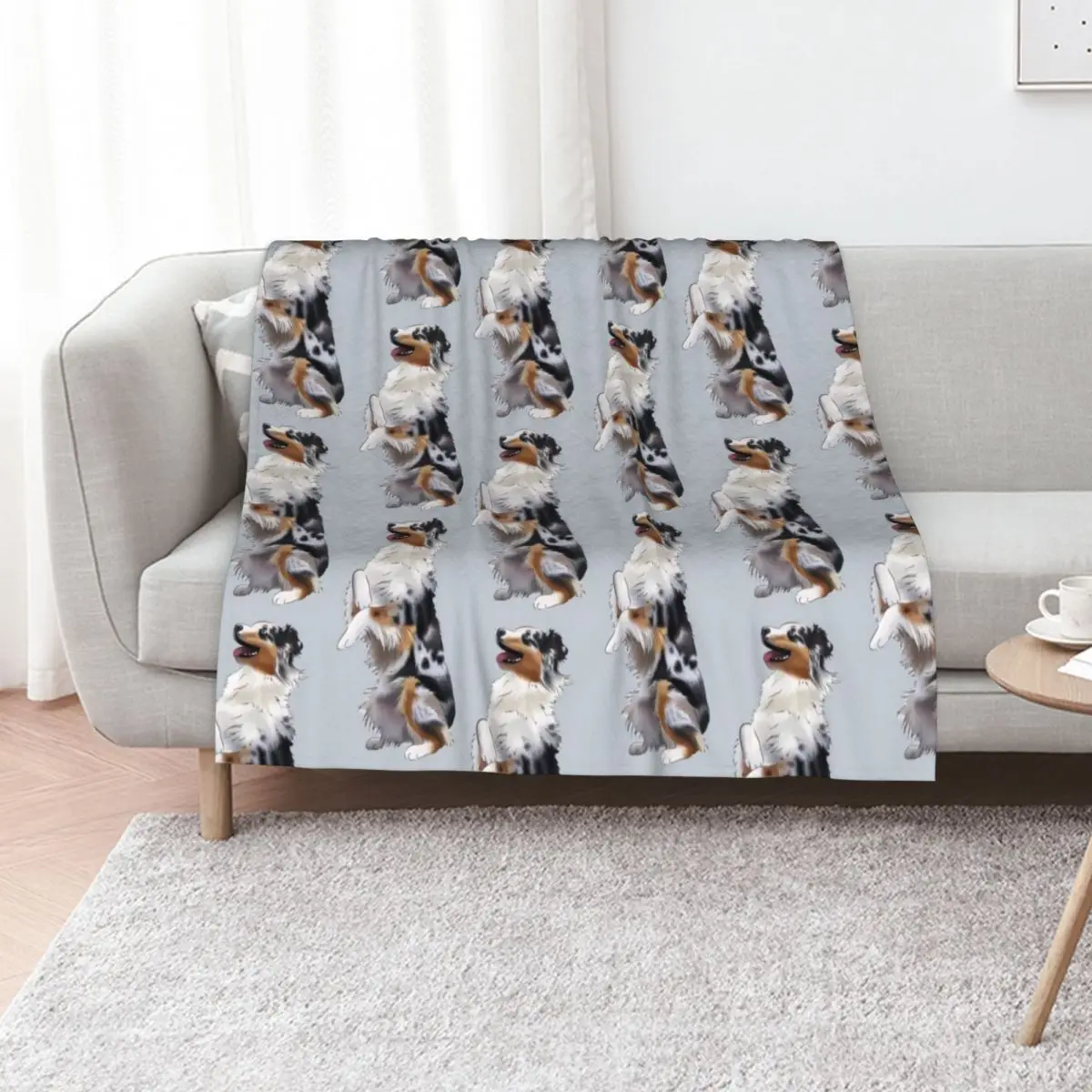 Cute Australian Shepherd Blue Merle | Begging Dog | Aussie Drawing Throw Blanket Luxury Designer Blankets For Bed Baby Blankets
