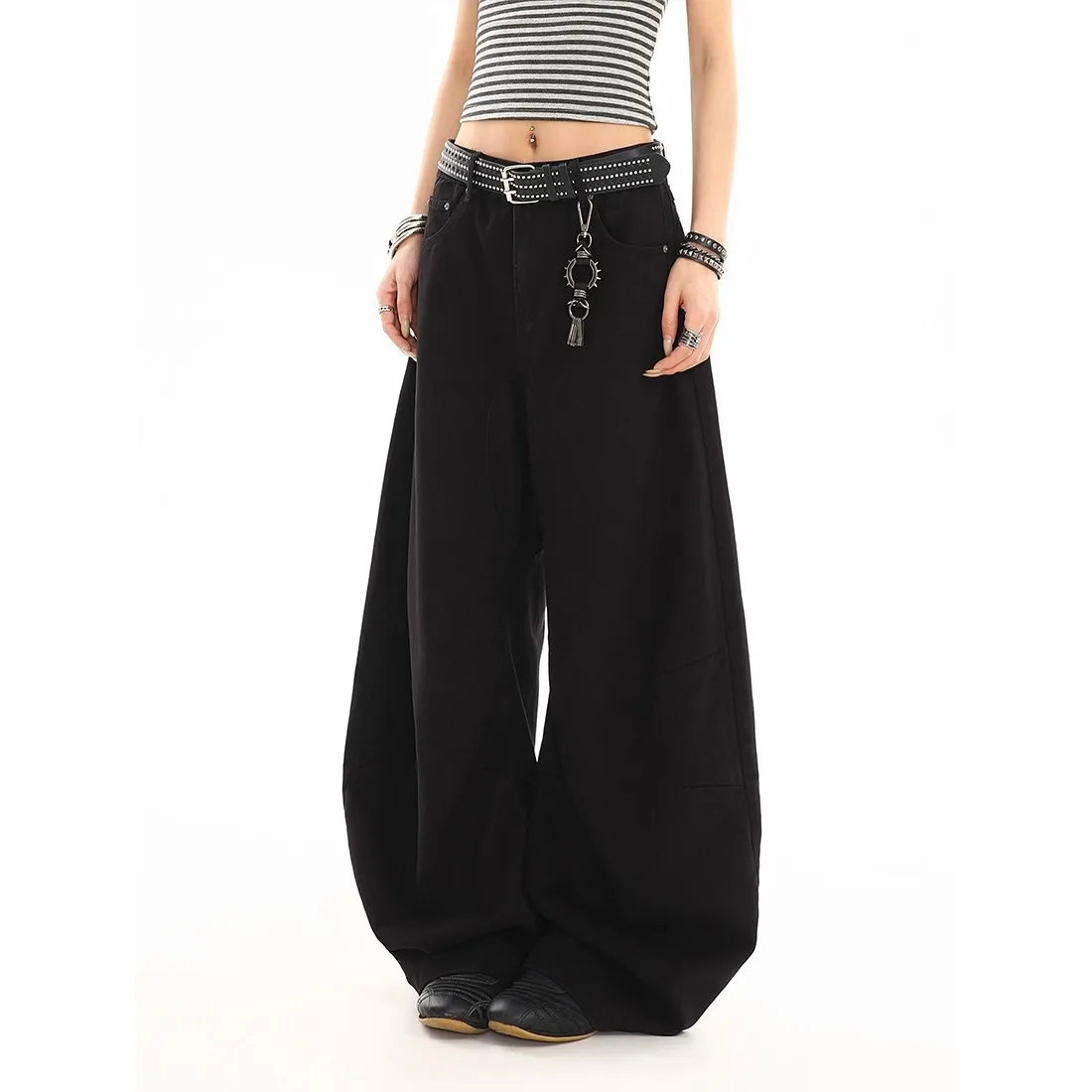 High Waist Jeans for Women's Harajuku Vintage BF Style Streetwear All-match Loose Fashion Femme Wide Leg Denim Trousers