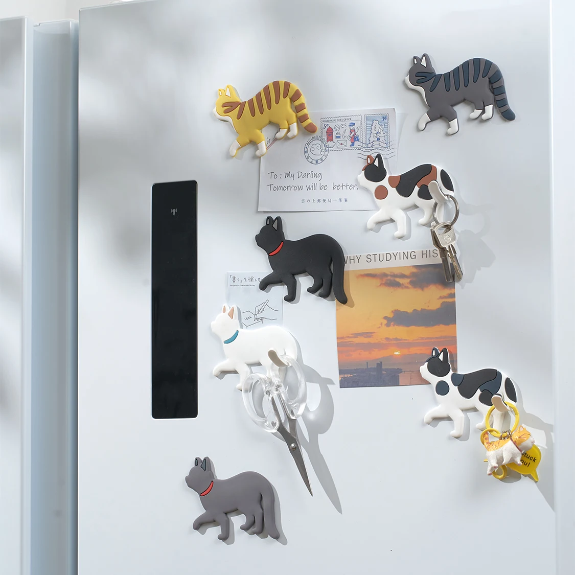 2pcs Cute Cat's Tail Magnetic Auxiliary Hooks,key Hanging,Decorative Hooks Clothes Hooks,Bag Hooks,Earphone Hook,Back to School
