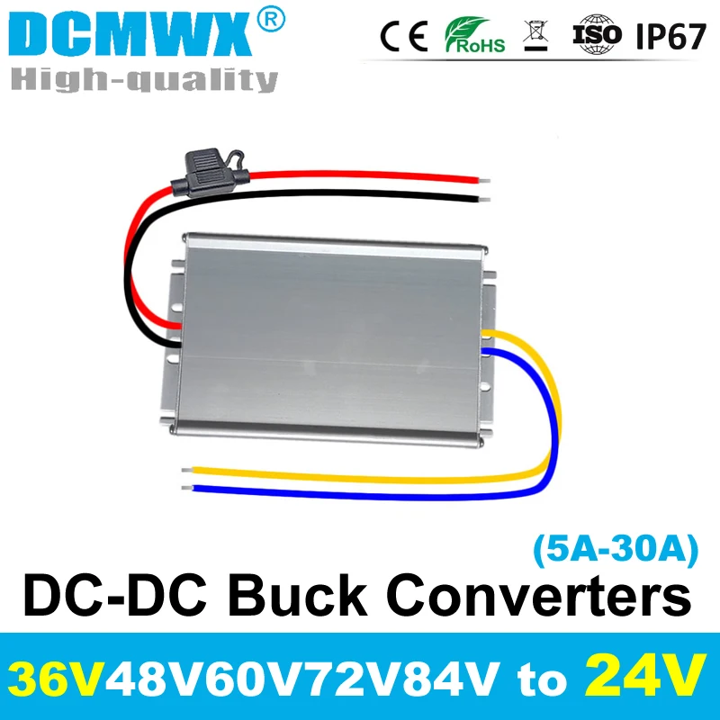 DCMWX® 36V 48V 54V 60V 72V to 24V 5A 10A 15A 20A DC DC Step Down Voltage Buck Converter Regulator 36 48 60 72 Volt to 24 Volt