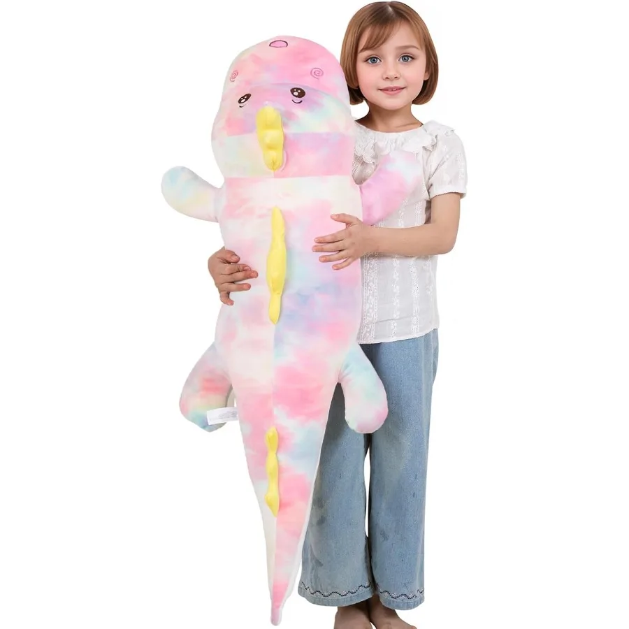 40-Zoll-Riesen-Dinosaurier-Plüschtier, weicher Regenbogen-Dinosaurier, großes Körperkissen, Spielzeug, süßes Plüschtier, Geschenk für Jungen und Mädchen, Geburtstag