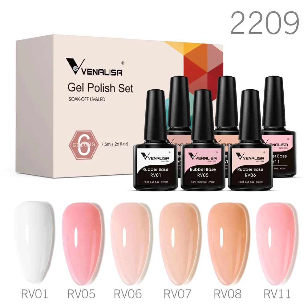 6 stks/set VIP5 Venalisa Gel Nagellak HEMA GRATIS Jelly Roze Naakt Kleur Vernis Losweken UVLED Semi Permanente Lak Branded Kit