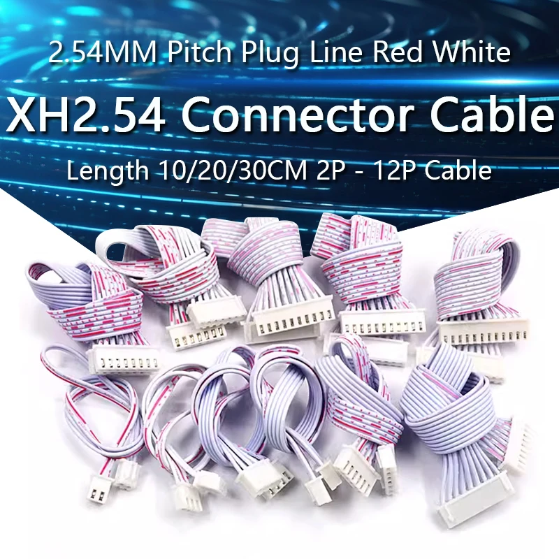 

5PCS XH2.54MM Pitch Connector Cable XH2.54 Plug Line Red and White Length 10/20/30CM 2P/3P/4P/5P/6P/7P/8P/9P/10P/11P/12P Cable