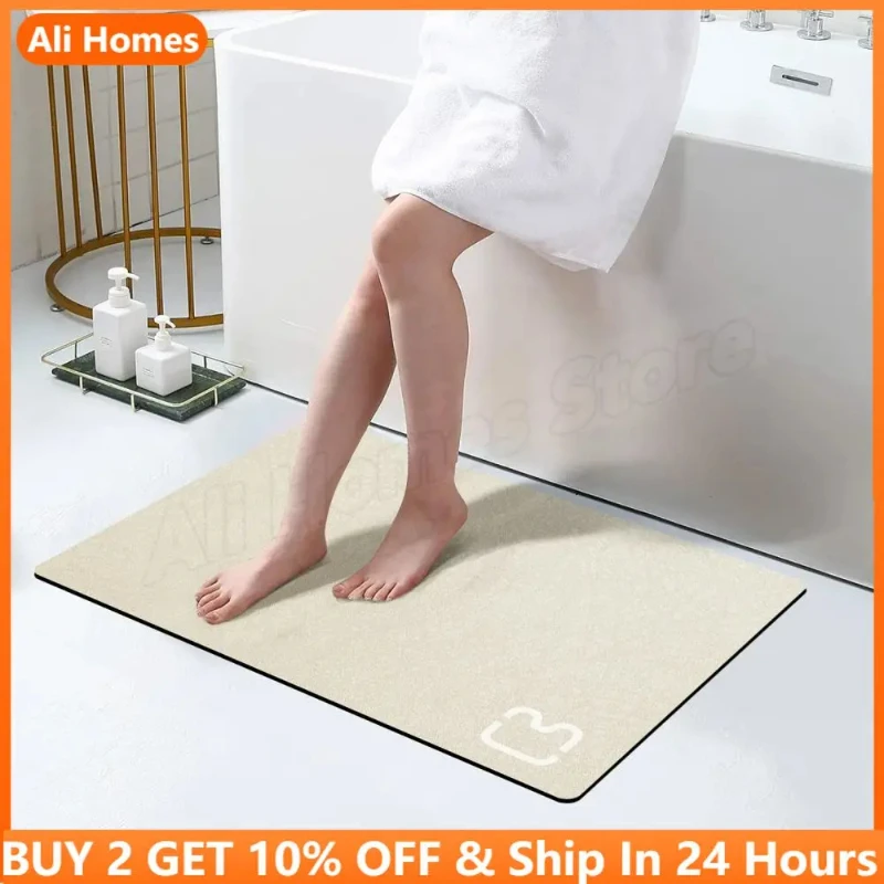 

Non-Slip Diatomite Bath Mat, Bathroom Rug, Earth Absorbent, Quick Drying, Shower Carpet, Bathtub, Doormat, Stone