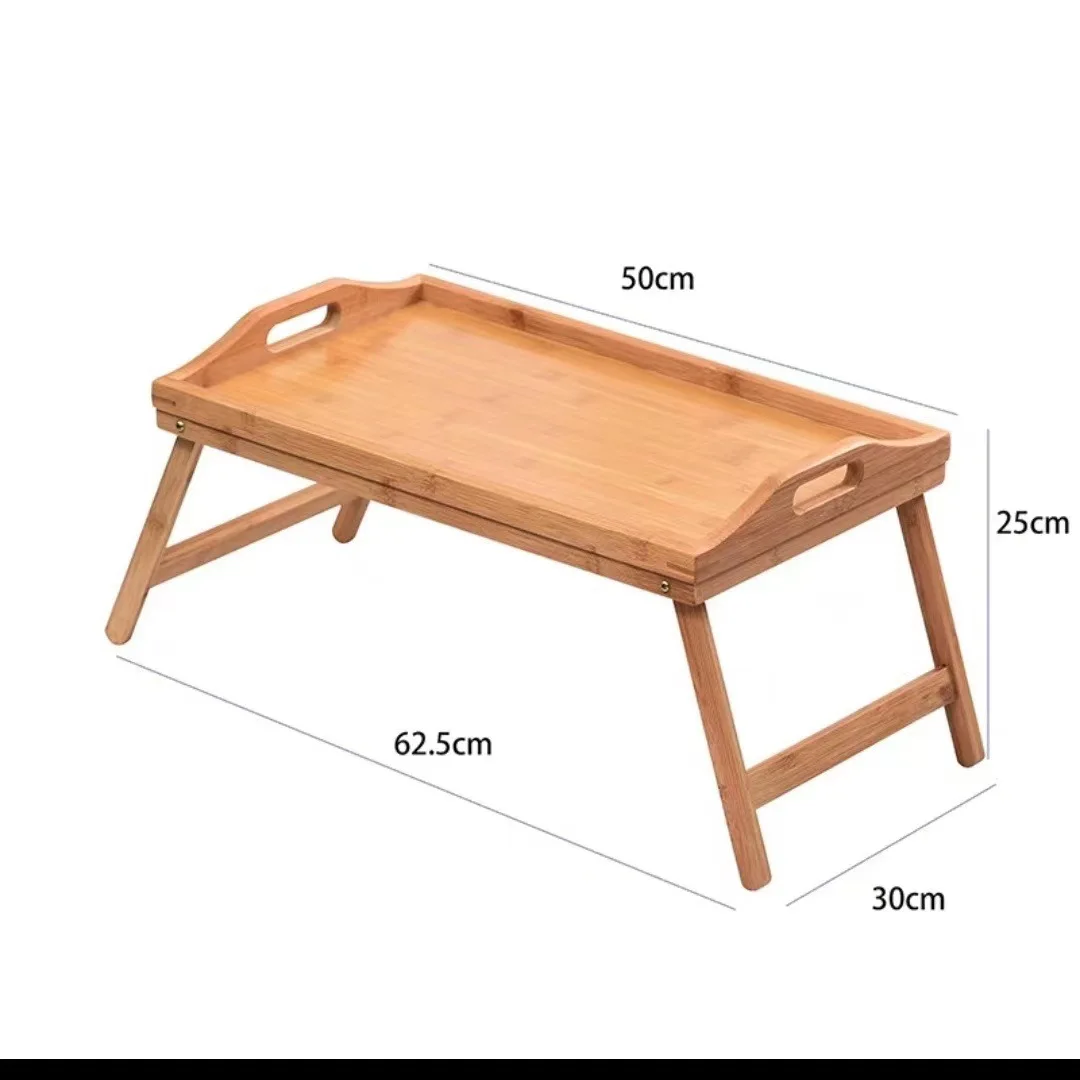 Portable Natural Bamboo Bed Tray Breakfast Laptop Desk Reading Gaming Desk Folding Table Useful Simple Kitchen Tool