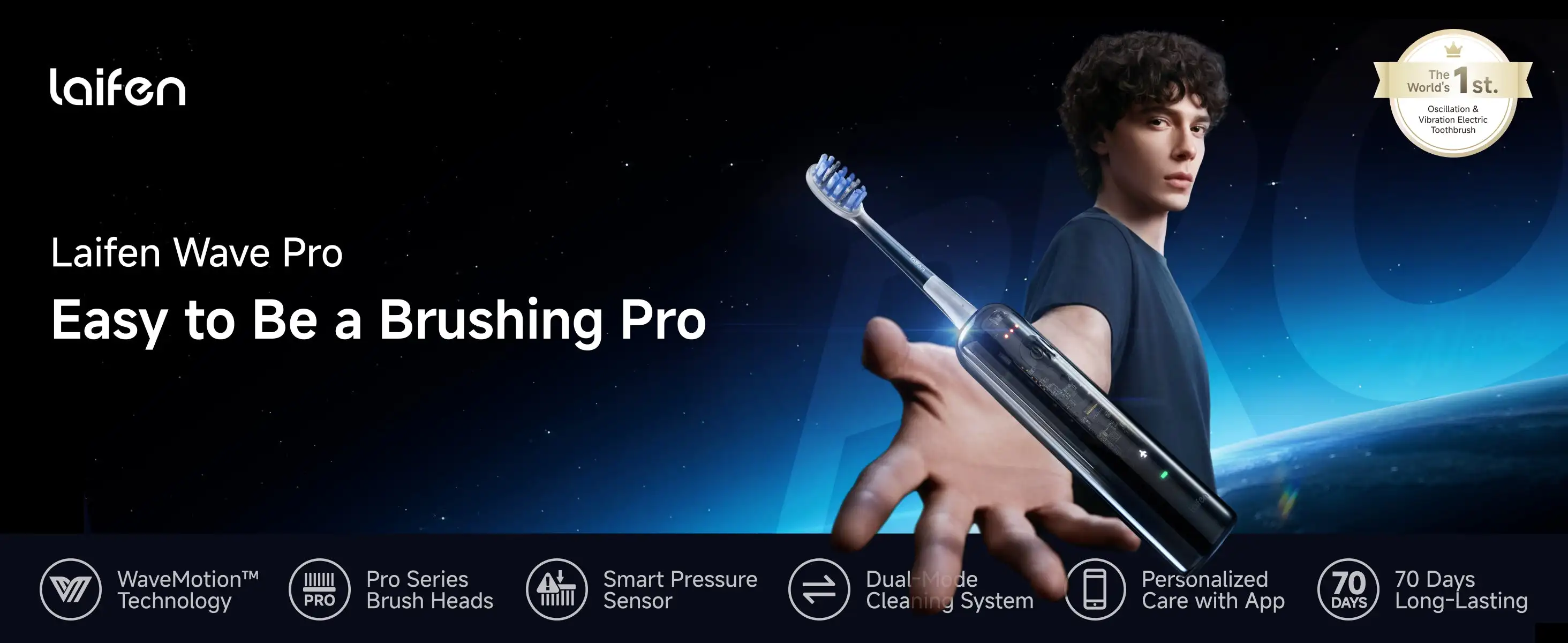 Laifen Wave PRO Electric Toothbrush Dual Model Daily Cleaning System Smart Pressure Sensor 70 Days Super-Long Battery Lifer IPX8 Waterproof – Detail 1