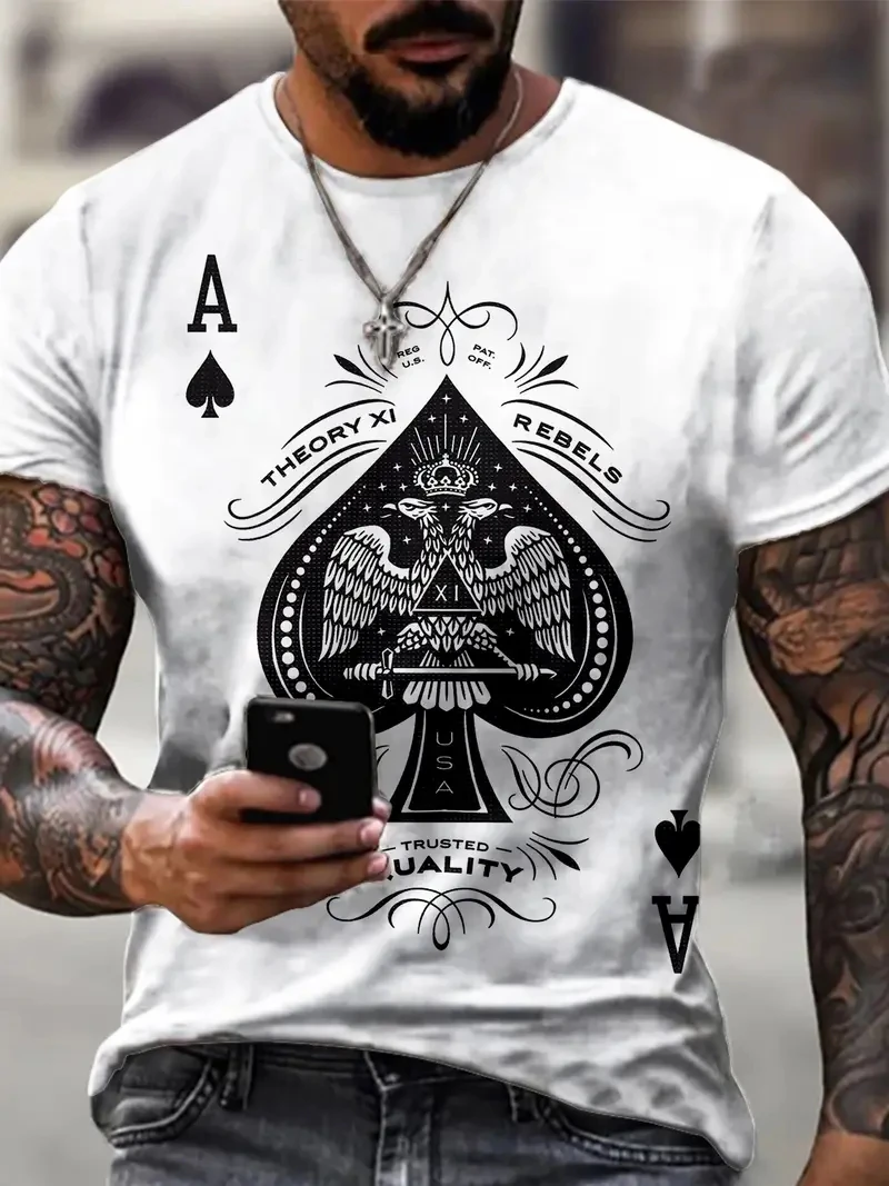 

Fashion Black A Graphic Print Short Sleeve Tee Classic Street Trend Men's Clothing Plus Size 6XL Summer Short Sleeve T-shirt Man