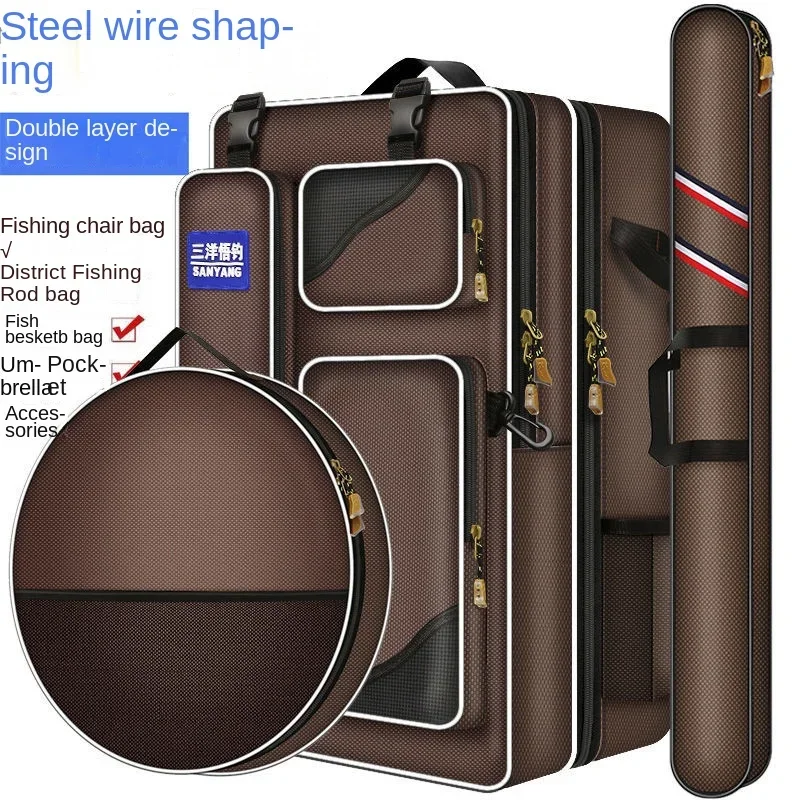 

Multifunctional Fishing Backpack Double-layer Fish Protection Bag Hard-shell Chair Bag Fishing Gear Fishing Rod Case