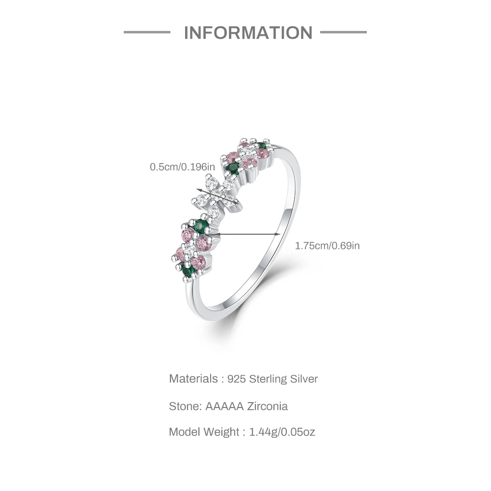 AIDE Authentic 100% 925 Sterling Silver Flower Colors Zircon Sparkling CZ Silver Color Rings For Women Jewelry Anniversary Gifts