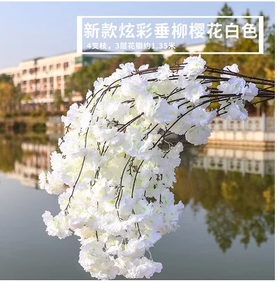 300pcs 140-Heads Artificial Flowers Cherry Blossoms Wedding Arch Decorate Fake Flower Silk Hydrangea White Branch Home Decor