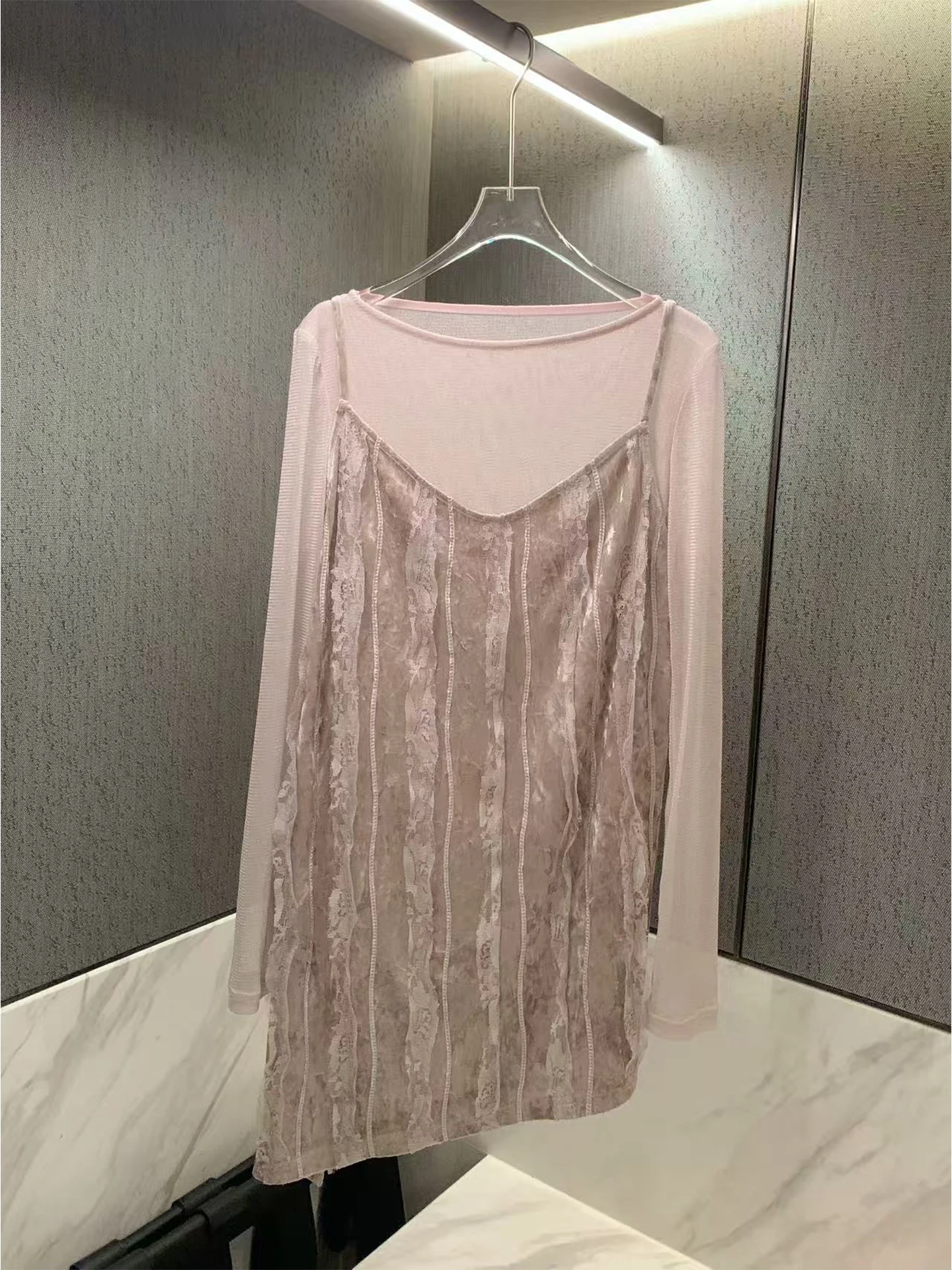 

Kun Total Purple Lace Knitted Set Women's Spring High-End Feelings Two-Piece New Sle Faion Set Long Sve Work orm