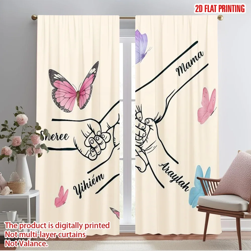 

2pcs,2D plane printing Pattern Curtains Family Bonding Polyester Fabric (without rod) Holiday Ldeal for Bedroom & Various Living