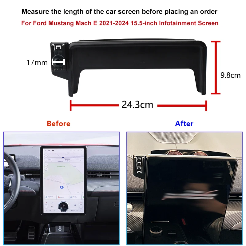 Car Mobile Phone Holder For Ford Mustang Mach E 2021-2024 15.5 inch Screen Fixed Navigation Bracket Base Wireless Charging Stand