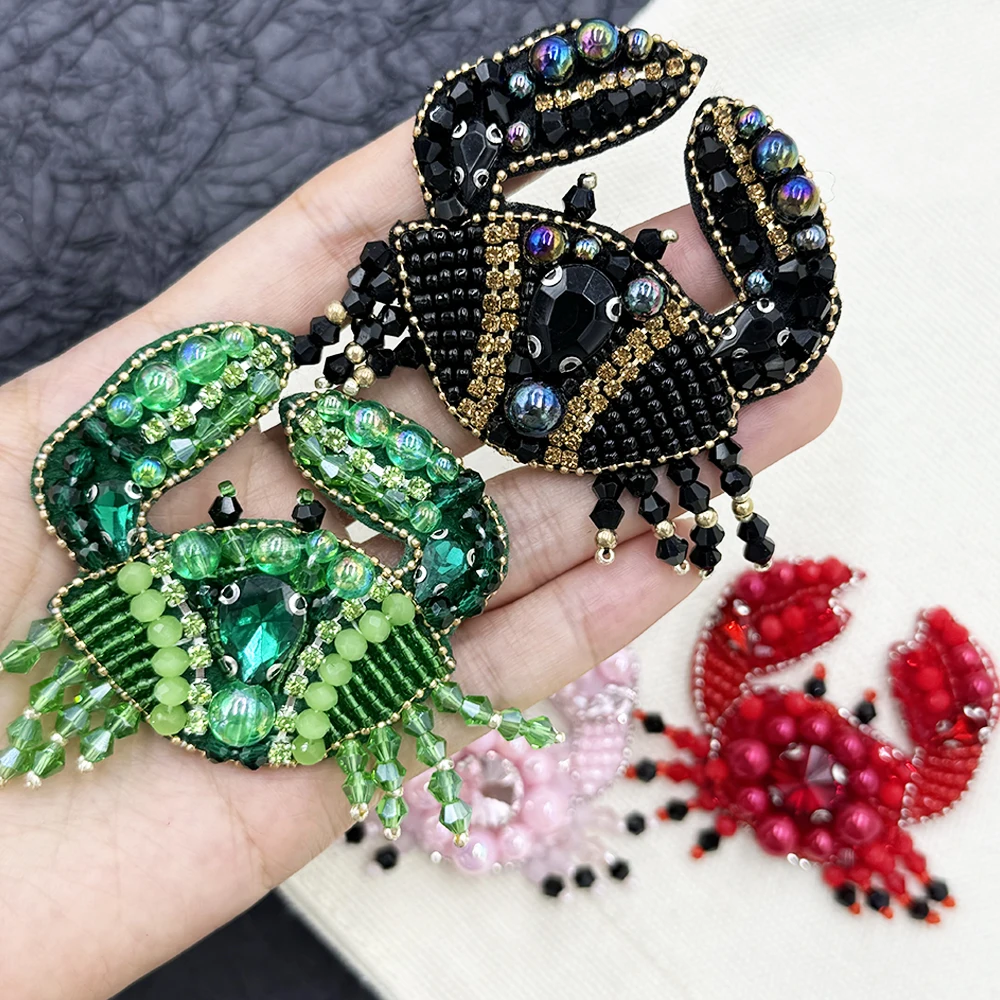 New Handmade Beaded Clothing Patch Material DIY ocean Crab lovely Patch Bag Hat Shoes Decorative Accessories sewing ﻿